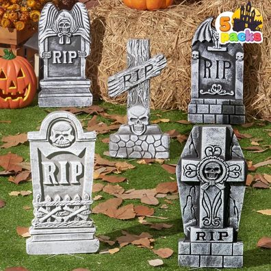JOYIN Halloween Grabsteine aus Schaumstoff (5er-Pack), 43,2 cm groß, mit 12