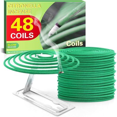 Scentorini Citronella Räucherspirale, 48 Spiralen mit Halterung, 4 Std