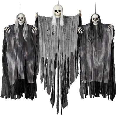 JOYIN 3er Set Halloween Hängedekoration Sensenmänner Skelette 139cm & 2x 89cm