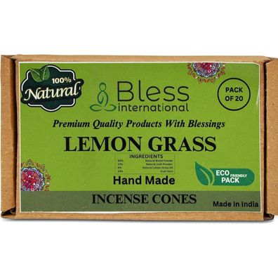Bless International Lemongrass Räucherkegel - Handgemacht, Bio, 20 Stück