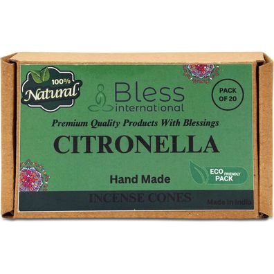 Bless International Citronella Räucherkegel - Handgetaucht, Bio, Chemiefrei, 20