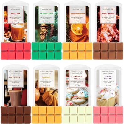 Scentorini Duftwachs für Duftlampen, 8er Set Sojawachs Wax Melts für