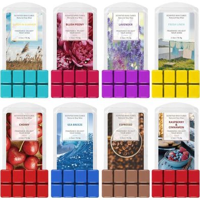 Scentorini Duftwachs Sojawachs Würfel für Wachswärmer, 8 x 70,9 g - Frühlings