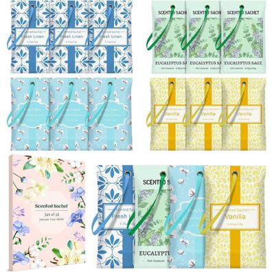 Scentorini Duftsäckchen Set (16 Stück) - Natürliche Düfte für Kleiderschrank