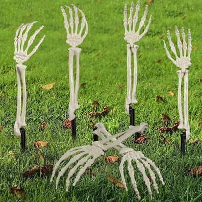 AOFOX Halloween Skelett Hände Pfähle (3 Paar) - Realistische Zombie Arme für