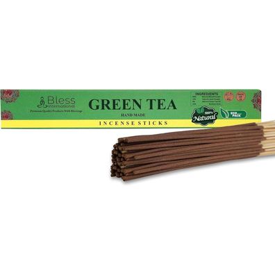 Bless International Räucherstäbchen Grüner Tee, handgefertigt, 25 Stk. (40g)