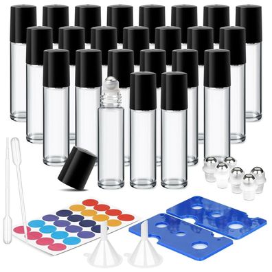 Comsaf 24er Set 10ml Ätherische Öle Roller Glasflaschen mit