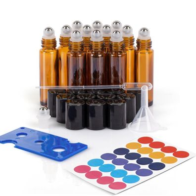 ComSaf 12er Set 10ml Ätherische Öle Roller Glasflaschen Anti-UV Leer für