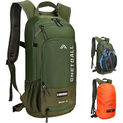 Onetoall Fahrradrucksack 10L mit Regenschutz und Helmnetz, wasserdicht für