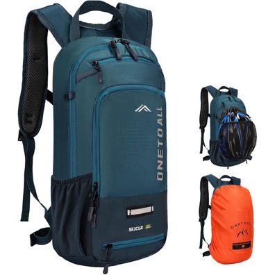 Onetoall Fahrradrucksack 10L mit Regenschutz und Helmnetz, wasserdicht für