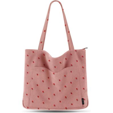 Prite Damen Cord Umhängetasche Shopper Groß Beuteltasche Stofftasche für