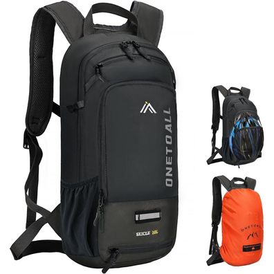 Onetoall Fahrradrucksack 10L mit Regenschutz und Helmnetz, wasserdicht für