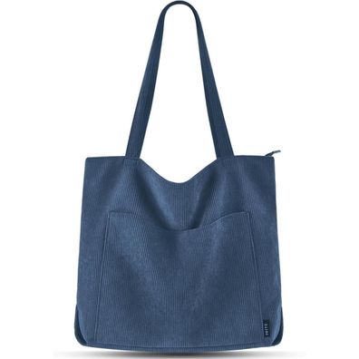 Prite Damen Umhängetasche Shopper Groß aus Cord, Beuteltasche für Schule