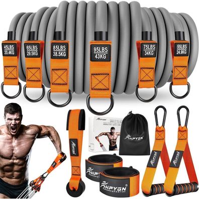 HPYGN 300lbs Widerstandsbänder Set mit Griffen, Knöchelriemen, Türanker
