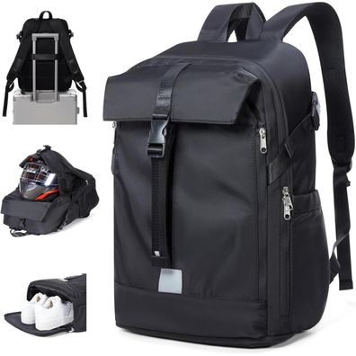HYC00 Motorradrucksack für Herren Damen, Helmrucksack mit Schuhfach, 15.6 Zoll