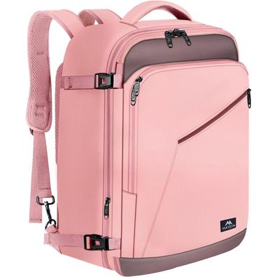 MATEIN 40L Rucksack Handgepäck Flugzeug, Erweiterbar 50x35x20cm, Rosa Grau