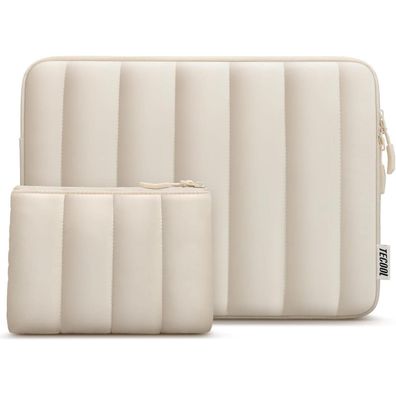 TECOOL Laptoptasche 15-15.6 Zoll, Wasserdicht, Stoßfest, Beige, inkl. kleiner