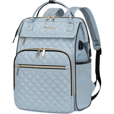 Empsign Damen Laptop Rucksack, gesteppt, hellblau, 17 Zoll, für Arbeit, Reisen