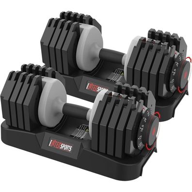 EnterSports Verstellbare Hanteln 27kg (Paar) - Platzsparend und Sicher für Ihr