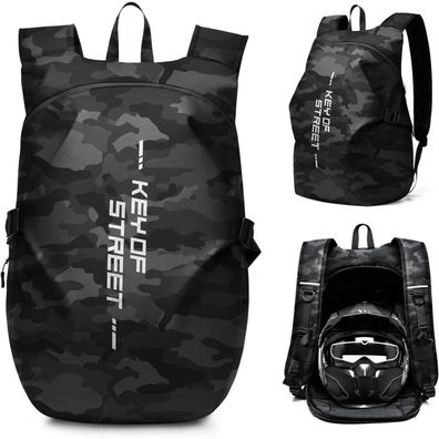 HYC00 Motorradrucksack für Herren, wasserdichter Helmrucksack, Laptoptasche