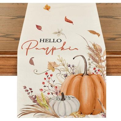 Artoid Mode Tischläufer Herbst Kürbisse Blumen Blätter Deko 40x240 cm Orange