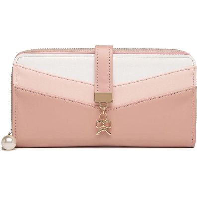 Miss Lulu Damen Geldbörse Mehrfarbig PU Leder Portemonnaie V-Form Colorblock