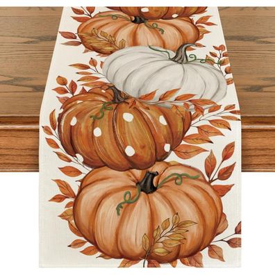 Artoid Mode Tischläufer 40x140 cm, Herbstmotiv mit Planken, Blättern und
