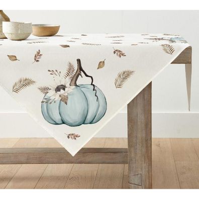 Artoid Mode Tischdecke Herbst Streifen Blau Kürbisse Blätter 85x85 cm