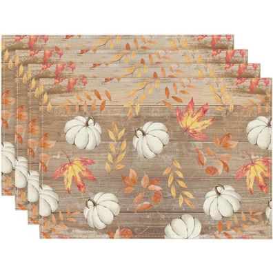 Artoid Mode Platzsets 4er Set, 30x45cm, Braun, Kürbisse & Blätter Motiv