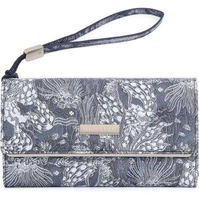 Miss Lulu Elegante Damengeldbörse aus Kunstleder mit weißem Druck, 3-2 Navy
