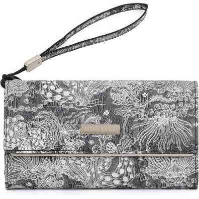 Miss Lulu Damen Tri-Fold Geldbörse WTM2448-BK, Schwarz - Elegant und praktisch