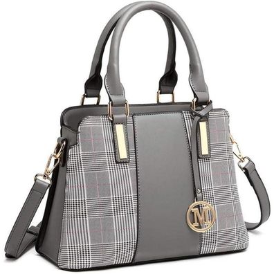 Miss Lulu Damen Handtasche Mittelgroß aus PU Leder, V-förmiges Design, mit