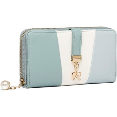 Miss Lulu Große Damen-Geldbörse aus Kunstleder mit weißem Druck, elegant, viel