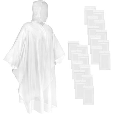 Okydoky Regenponcho mit Kapuze, transparent, reißfestes Material, wasserdicht
