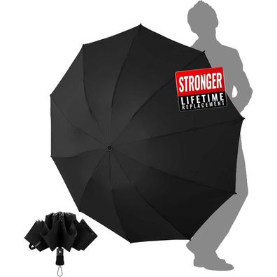 Chakipee Sturmfester Reise Regenschirm - Umgekehrter Faltschirm mit Automatik