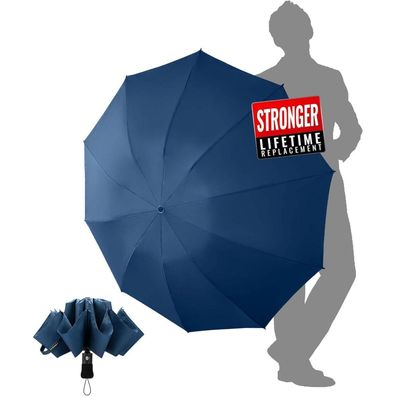 Chakipee Kompakter Reise Regenschirm Sturmfest - Umgekehrter Faltschirm mit