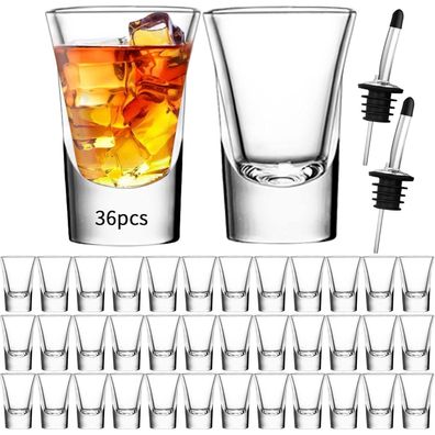 SuproBarware 36er Set Schnapsgläser 35ml/3.5cl, Shotgläser für Tequila, Wodka