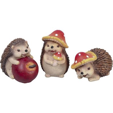 Valery Madelyn 3er Kunstharz Igel Figuren für Herbstdeko Gartendeko, 7cm