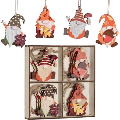 Valery Madelyn Herbstdeko Hänger, 24er Set, 4.5-5.5cm, Zwerg, Ahornblatt, Pilz