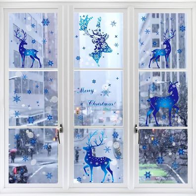 Yitla Weihnachtsdeko Fensterbilder Selbstklebend Abnehmbar PVC Aufkleber Winter
