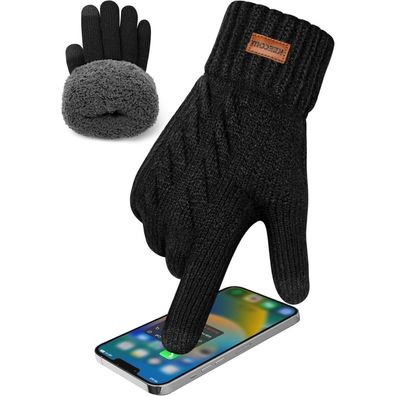 KEECOW Herren Winterhandschuhe - Warme Thermo Fleece Strickhandschuhe mit