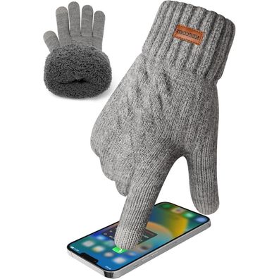 KEECOW Herren Winterhandschuhe Touchscreen Thermo Fleece Strickhandschuhe für