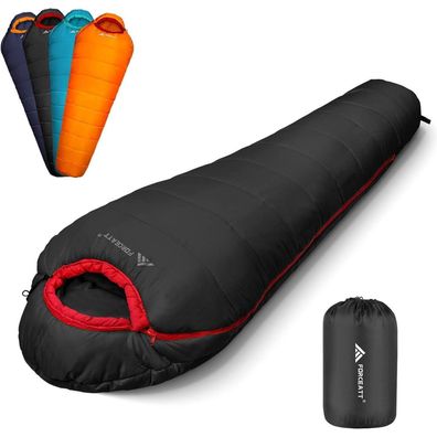 Forceatt Mumienschlafsack -10°C 4 Jahreszeiten, wasserdicht, ultraleicht für