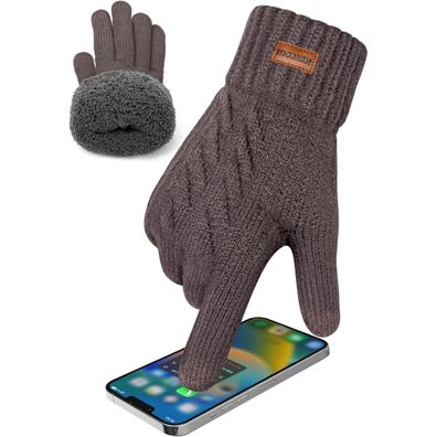 KEECOW Herren Winterhandschuhe - Warme Thermo Fleece Strickhandschuhe mit