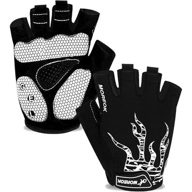 Bikingmoreok Fahrradhandschuhe Halbfinger Herren Damen, atmungsaktiv, 5MM SBR