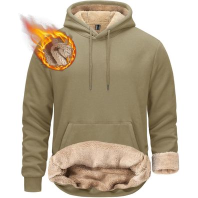 Kefitevd Herren Sherpa gefütterter Hoodie - Dickes Fleece Sweatshirt mit