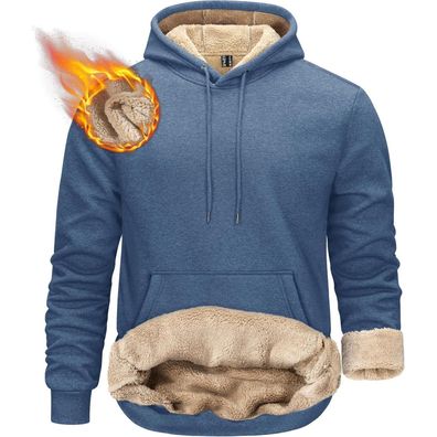 Kefitevd Herren Sherpa gefütterter Hoodie - Dickes, warmes Fleece Sweatshirt