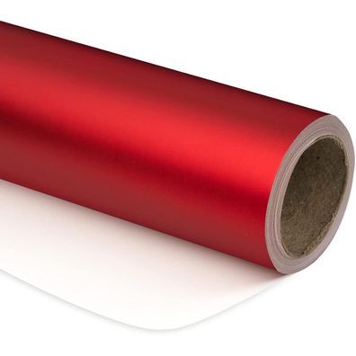 Ruspepa Rotes Metallic-Geschenkpapier, Mini-Rolle, 44 cm x 10 m - Matt, für