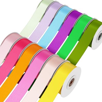Dooozy Satinband 12 Farben 25mm 20m - Vielseitiges Geschenk- und Schleifenband