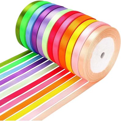 Dooozy Satinband 12 Farben 10mm 22m - Vielseitiges Geschenkband für Dekoration